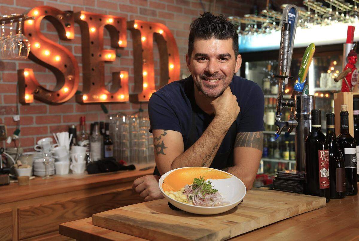 On Monday, February 13, 2017 33 Kitchen's owner/chef, Sebastian Fernandez, who was invited to cook at SOBE's Best of the Best along with 59 other chefs from around the country, is photographed inside his Coconut Grove restaurant.