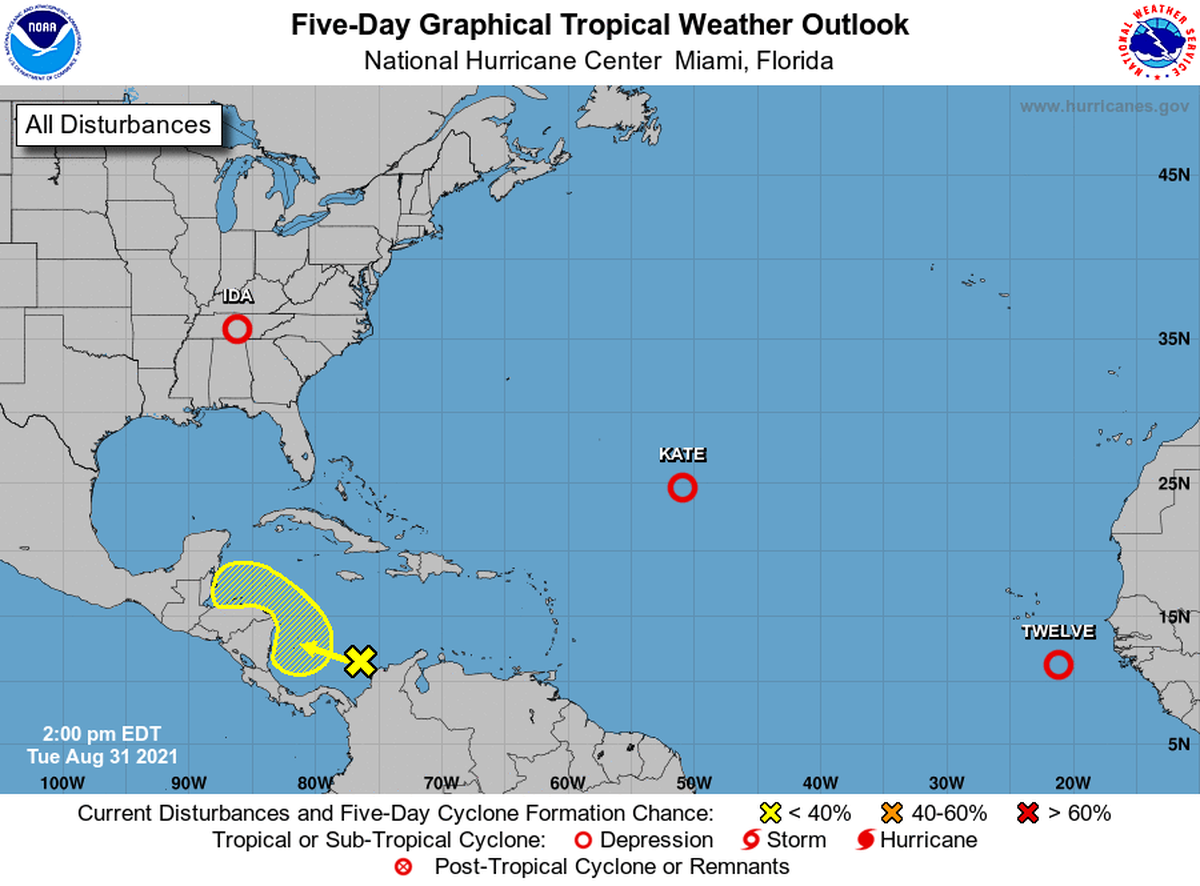 The hurricane center is tracking two tropical depressions and one disturbance in the Atlantic basin.