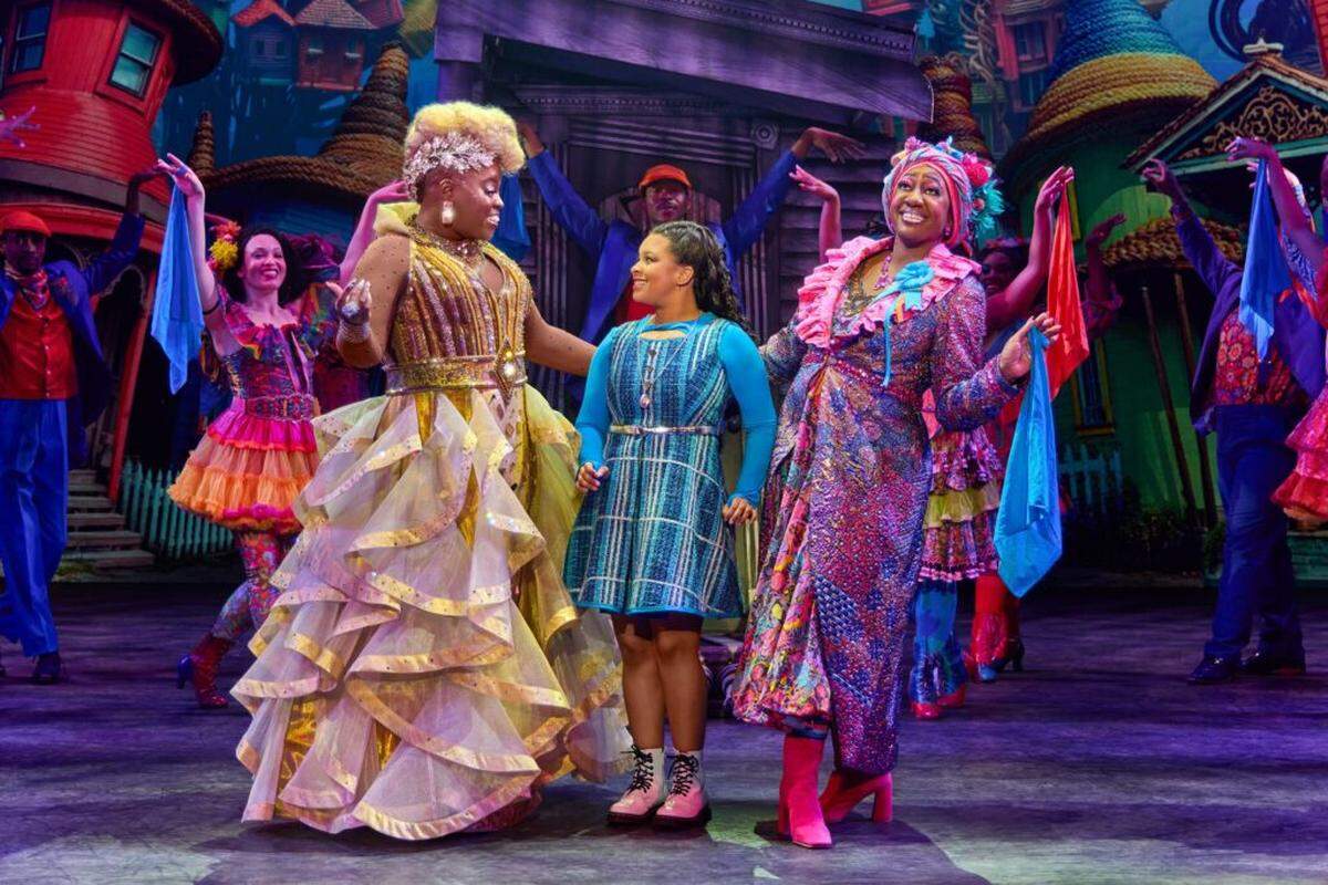 At right is Miami native Amitria Fanae’ as Addaperle with, from left, Sheherazade as Glinda and Dana Cimone as Dorothy in the North American tour of the Broadway revival of “The Wiz,” running Oct. 7-12 at the Arsht Center.