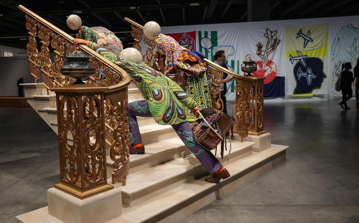 Yinka Shonibare’s installation “Moving Up” about the Great Migration of African-Americans from the rural South to cities in the North, Midwest, and West, from 1916 to 1970.