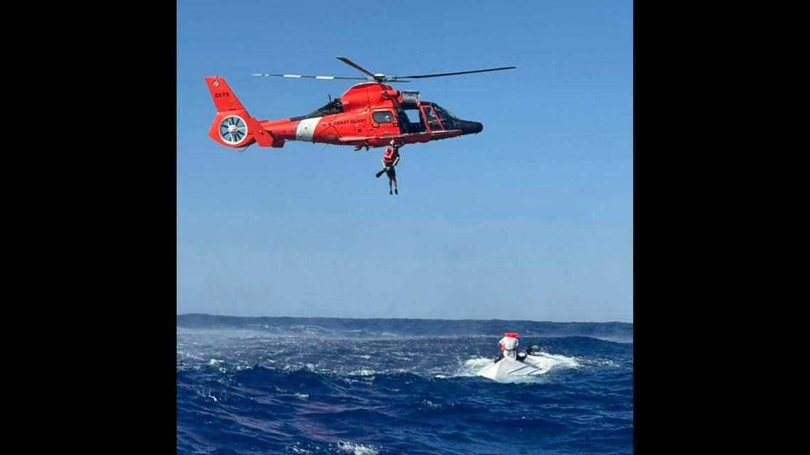 A good Samaritan reported seeing a group of people clinging to a capsized boat 29 miles east of Florida. Four people were rescued and five remain missing, officials say.