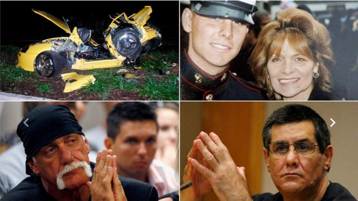 In the late 2000s the Graziano family endured several tragedies when their lives intertwined with the family of wrestling celebrity Terry “Hulk Hogan” Bollea, who were Tampa Bay’s biggest reality TV stars at the time. Clockwise from top left: The wrestler’s son, Nick Bollea crashed while speeding through downtown Clearwater in 2007, leaving Iraq war veteran and Marine John Graziano (top right, with mother Debra Graziano) with catastrophic injuries. Then in 2009, father Edward Graziano (bottom right) was arrested for hiring a fixer to arrange the death of his wife (it was actually an undercover deputy.) Hogan (bottom left) settled a lawsuit with the Graziano family, which received $1.5 million after legal fees to care for John Graziano, was left in a minimally conscious state and requires a lifetime of care. [Times files] The murder-for-hire plot was just one chapter from the Graziano family’s brush with fame and tragedy in the late 2000s. Their lives became intertwined with the family of wrestling celebrity Terry “Hulk Hogan,” Bollea at a time when he and his family starred in their own reality TV show.