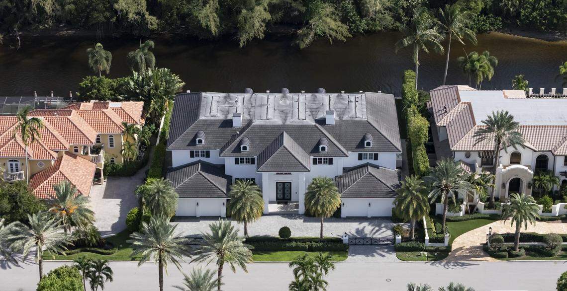 Aerial view of the Zoley mansion in Boca Raton, Florida.
