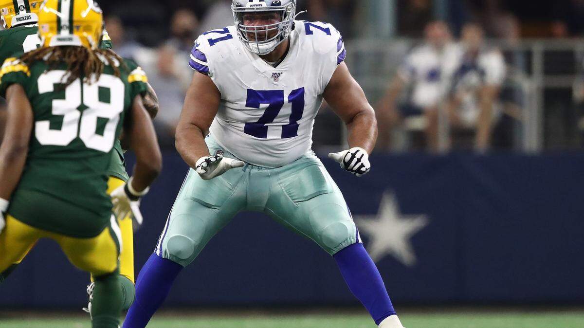 Dallas Cowboys offensive lineman La’el Collins (71) in action against the Green Bay Packers at AT&T Stadium on October 6, 2019, in Arlington, Texas. (Ronald Martinez/Getty Images/TNS)