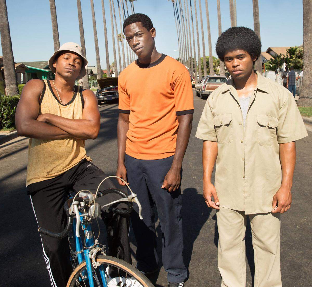 From left, Malcolm Mays as Kevin, Damson Idris as Franklin, Isaiah John as Leon in the FX series, “Snowfall.” (Mark Davis/FX)