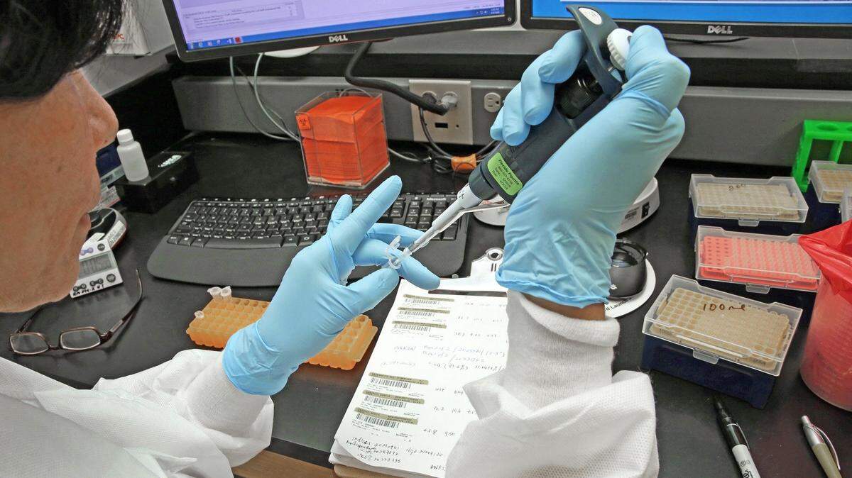 Feiying Ding, a molecular genetics technologist at Miami Genetic Laboratories within Nicklaus Children's Hospital, runs a test of DNA.