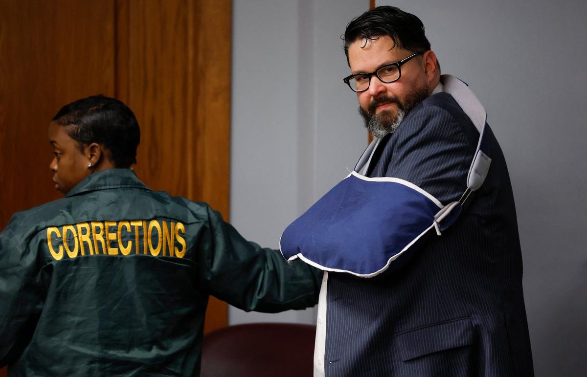 Defendant Kadel Piedrahita is charged with killing Alex Palencia, the Rickenbacker cyclist that was shot in 2019. Here, Piedrahita arrives in Judge Alberto Milian’s court room at the Miami-Dade County Courthouse on Friday, September 13, 2024.
