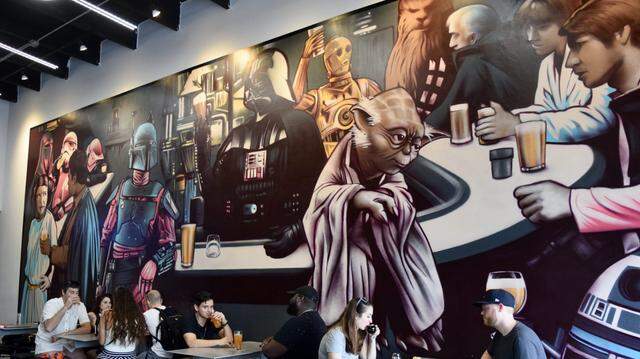 The updated mural inside J. Wakefield Brewing’s taproom in Wynwood