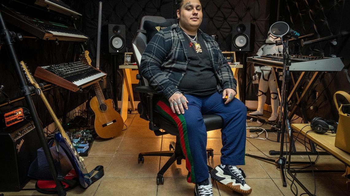 Nicholas Voutsinas, a Kendall-based rapper who goes by the name Fat Nick, sits in his studio in South Miami-Dade. He overcame drug addiction after Gustav Elijah “Lil Peep,” a personal friend and rapper, died of a drug overdose in 2017 at the age of 21. Fat Nick, the Kendall-based rapper with more than 780,000 Instagram followers, has overcome his own drug addiction following the death of his friend.