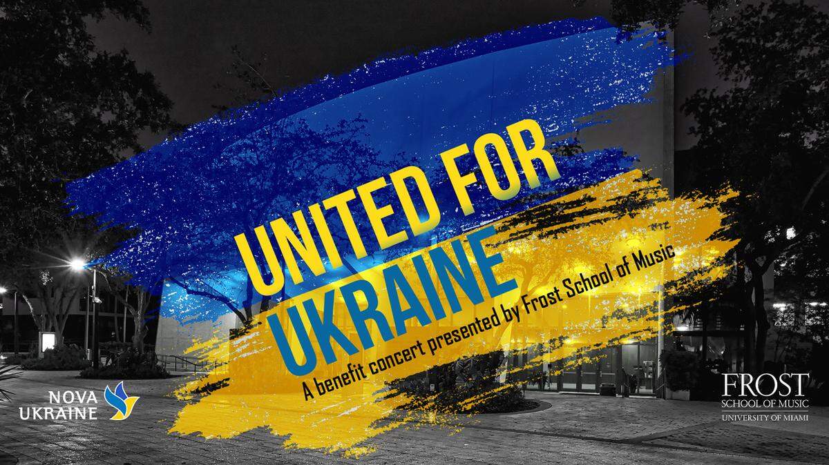 United for Ukraine, a benefit concert for the people of Ukraine, happens 7:30 p.m. Friday, April 1, 2022, at Gusman Concert Hall on the University of Miami’s Coral Gables campus.