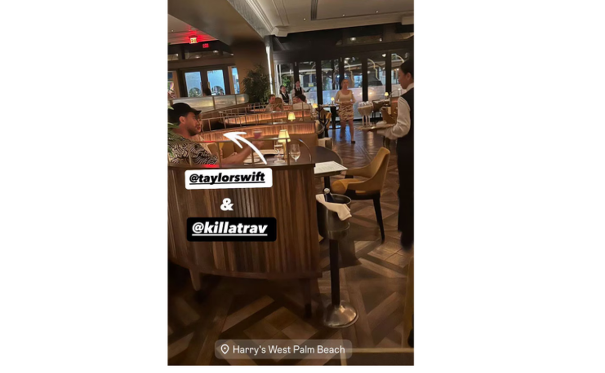 A snap of Travis Kelce and Taylor Swift at Harry’s West Palm Beach restaurant/Jose Andres Cortes Instagram screenshot