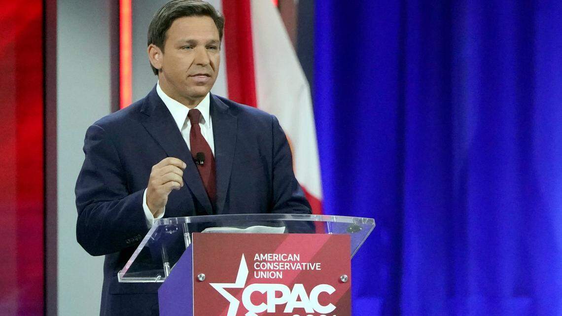 Florida Gov. Ron DeSantis speaks at the Conservative Political Action Conference (CPAC) Friday, Feb. 26, 2021, in Orlando.