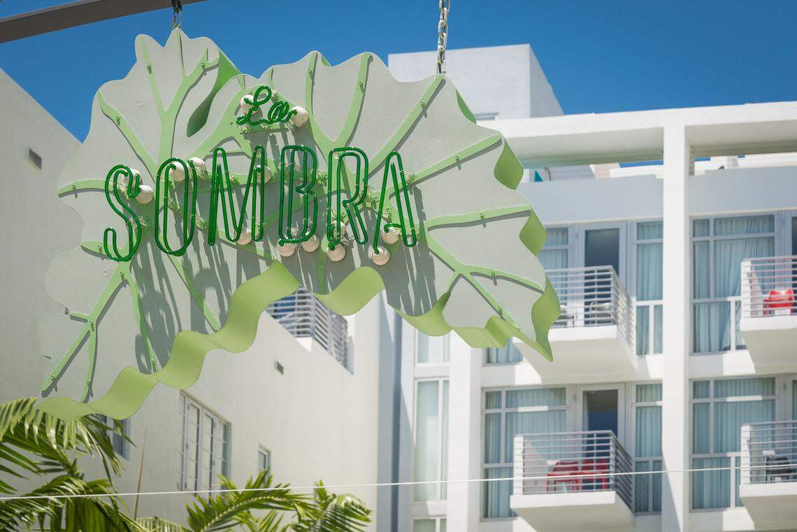 The sign at La Sombra, the poolside restaurant at The Fairwind hotel in South Beach.
