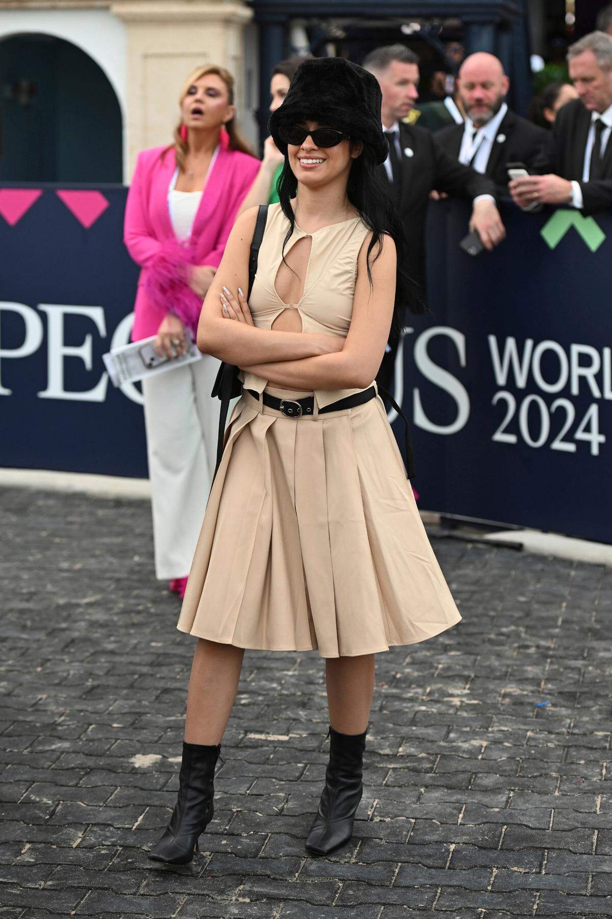 HALLANDALE BEACH FL - JANUARY 27: Camila Cabello attends the 2024 Pegasus World Cup Presented By Baccarat at Gulfstream Park on January 27, 2024 in Hallandale Beach, Florida.