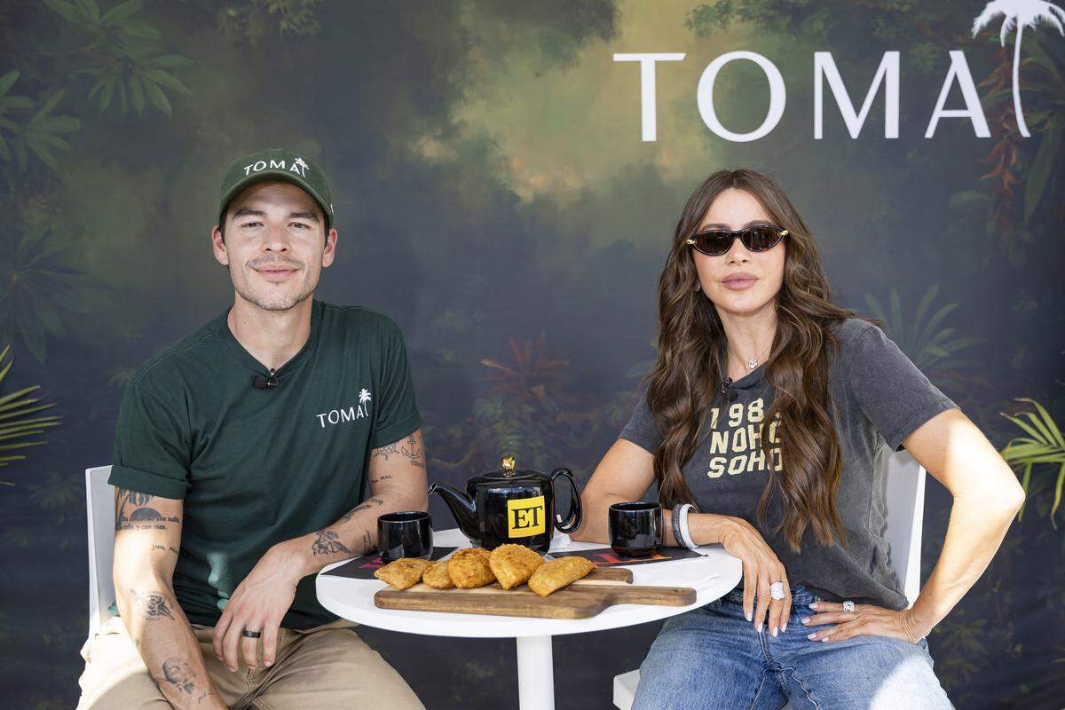Colombian-American actress Sofía Vergara and her son, Manolo Gonzalez Vergara, are photographed at the Goya Foods' Grand Tasting Village during the Food Network South Beach Wine & Food Festival on Saturday, Feb. 21, 2026, in Miami Beach, Fla.