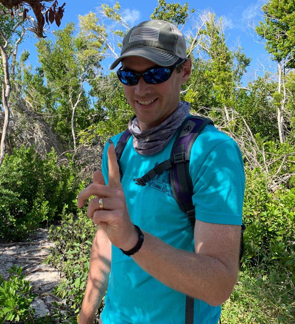 Moments after it was released at Long Key State Park, a Miami blue butterfly landed on biologist Taylor Hunt.