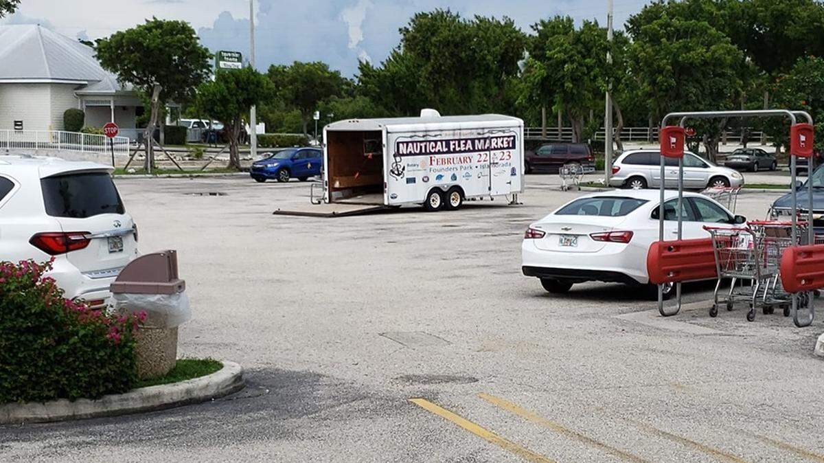 A trailer that held relief supplies Florida Keys Rotary Club members collected for Hurricane Dorian relief efforts in the Bahamas sits in a Winn-Dixie parking lot in Tavernier.
