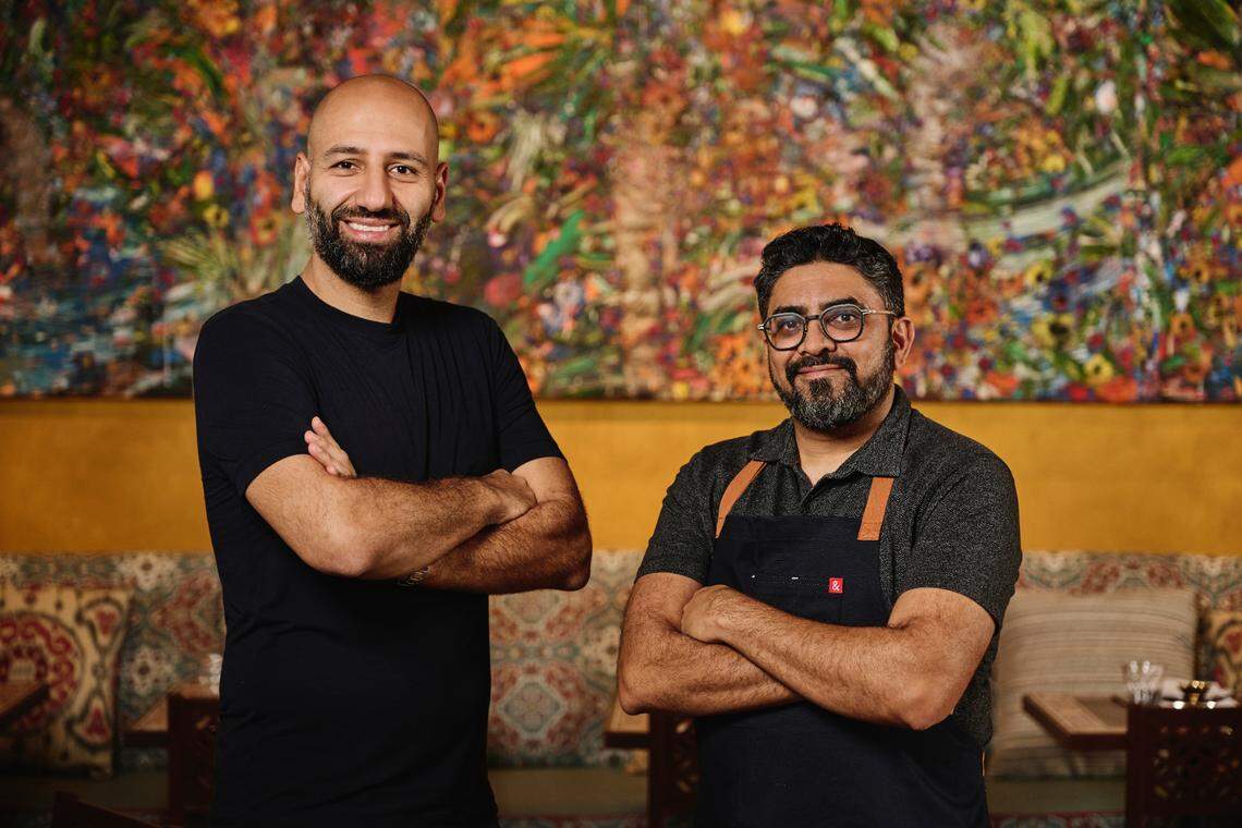 Business partners Mo Alkassar and Chef Niven Patel at the new Ghee Indian Kitchen in Wynwood.