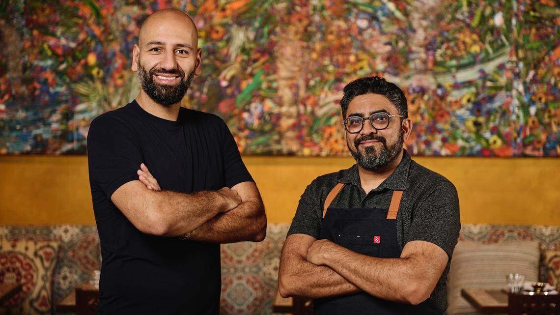 Mohammed Alkassar and Chef Niven Patel at the new Ghee Indian Kitchen in Wynwood. The restaurant was just named a 2025 James Beard semifinalist for Outstanding Restaurant.
