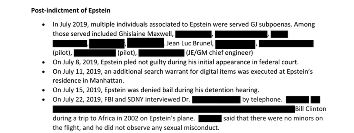 Records released by the DOJ Tuesday December 23, 2025 redacted the names of those Epstein associates were were subpoenaed in 2019.
