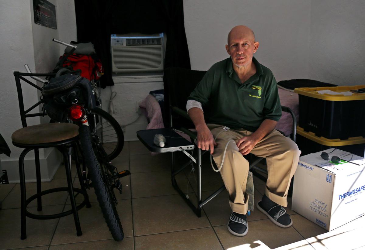 Marcelino Brown inside the Little River studio apartment he shares with his brother Jorge.