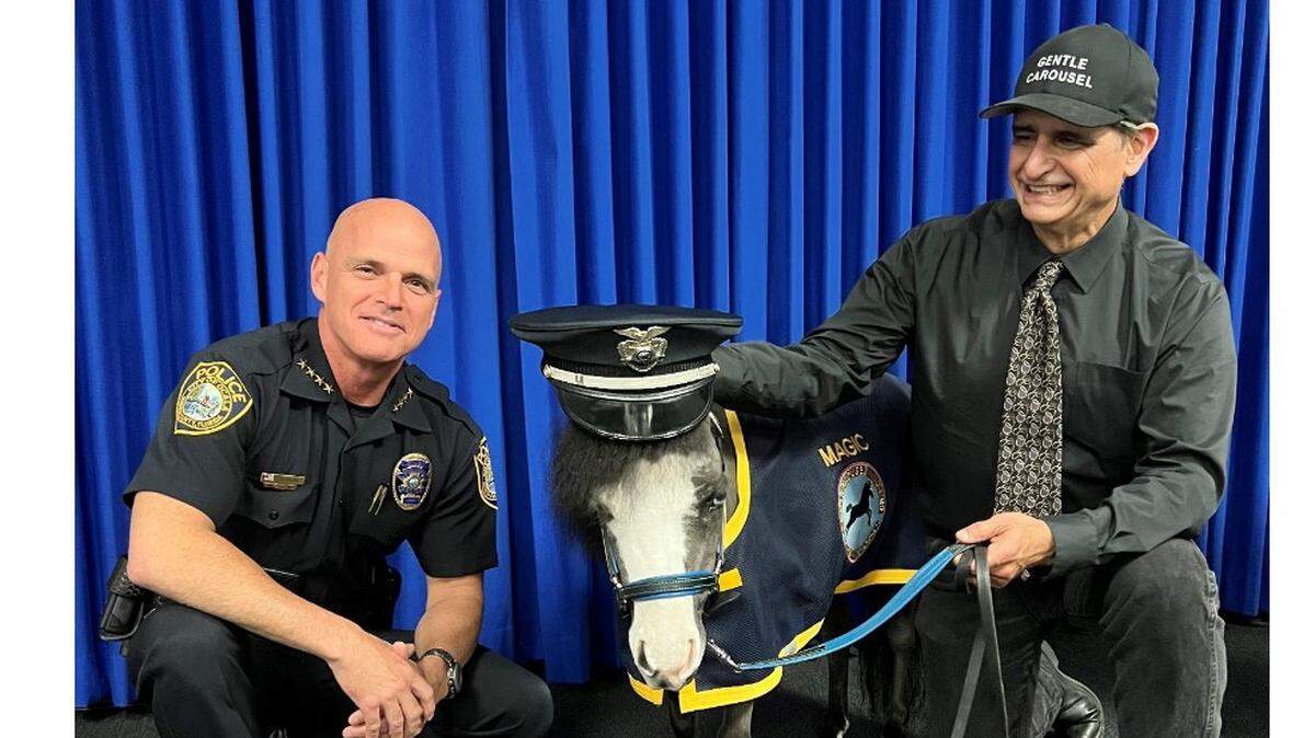 The Ocala Police Department welcomed a new, furry addition to its ranks: a miniature horse named Magic. 
