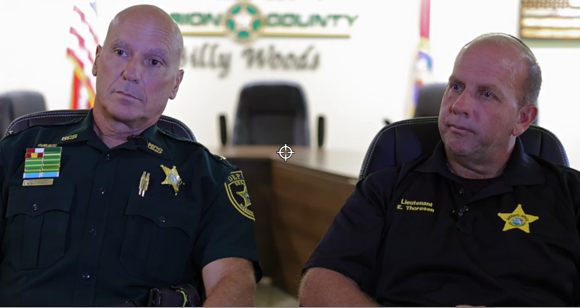Lt. David Woolf (left) and Lt. Eric Thoresen of the Marion County Sheriff’s Office were fishing off the Florida Keys when they found a lost diver.