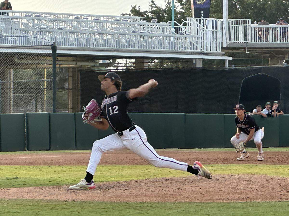 Stoneman Douglas pitcher Gio Rojas pitches during Saturday’s 2-1 win over Venice on Saturday night in the Class 7A state championship at Hammond Stadium in Fort Myers, Fla.
