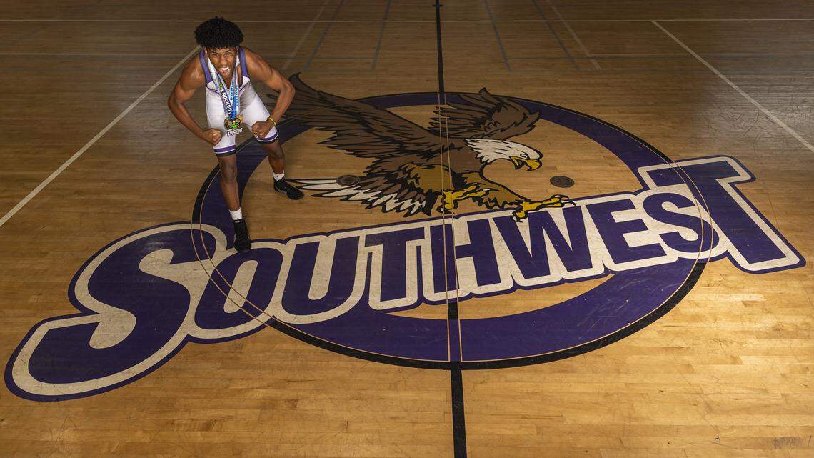 Lazaro Soto, Southwest High School, Wrestling. All-Dade players photographed at Southwest High School on Thursday, March 19, 2026, in Miami, Fla.