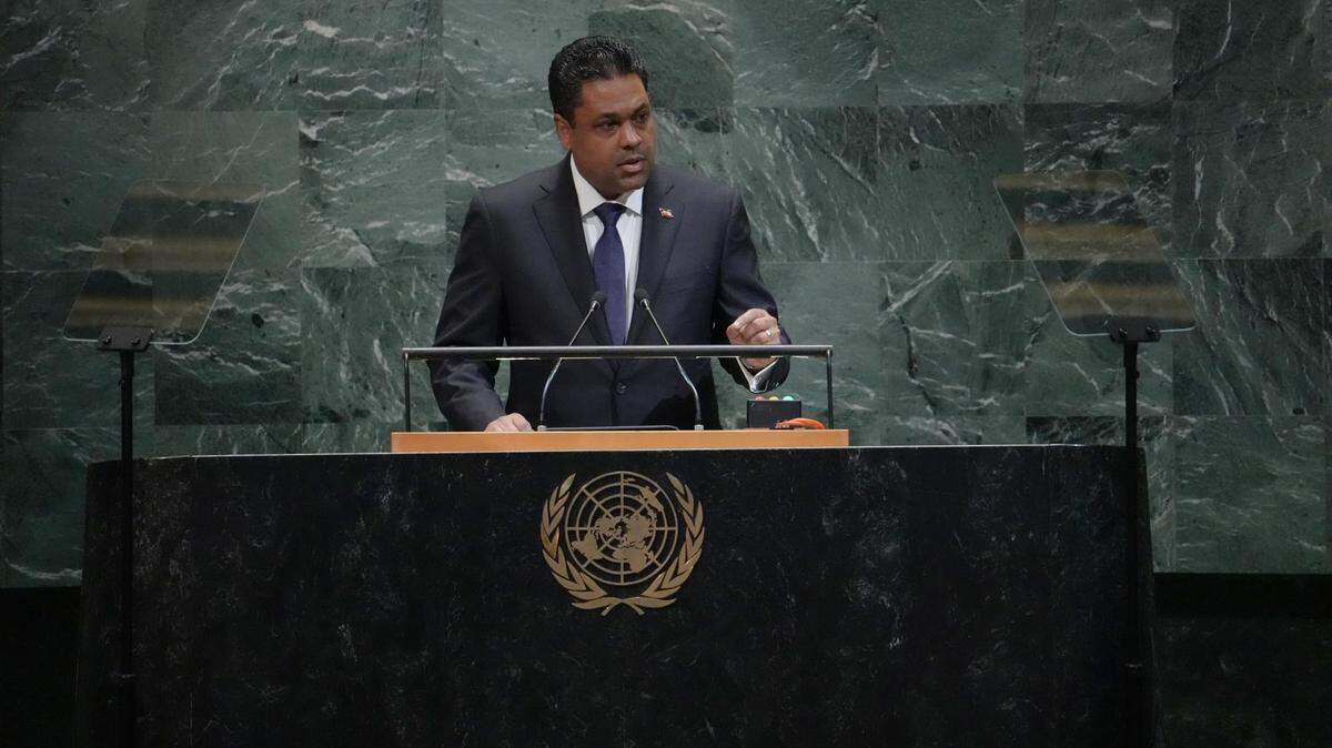 Laurent Saint-Cyr, the head of Haiti’s nine-member Presidential Transitional Council, addressed the United Nations General Assembly on Thursday, September 25, 2025.