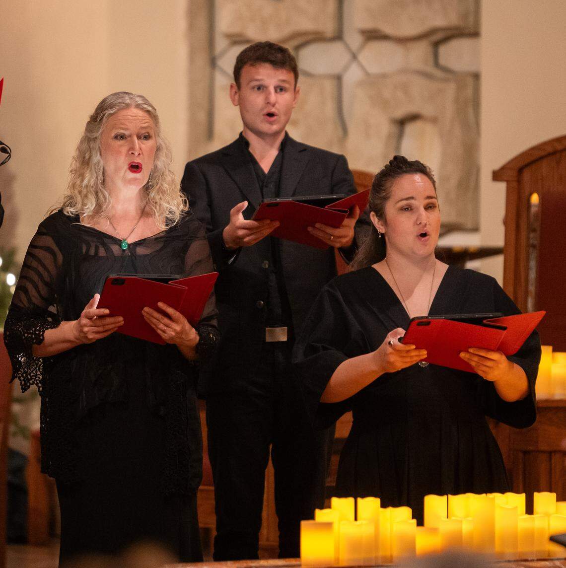Singers Karen Neal (left), Blake Beckemeyer, Anika Kildegaard of Seraphic Fire.