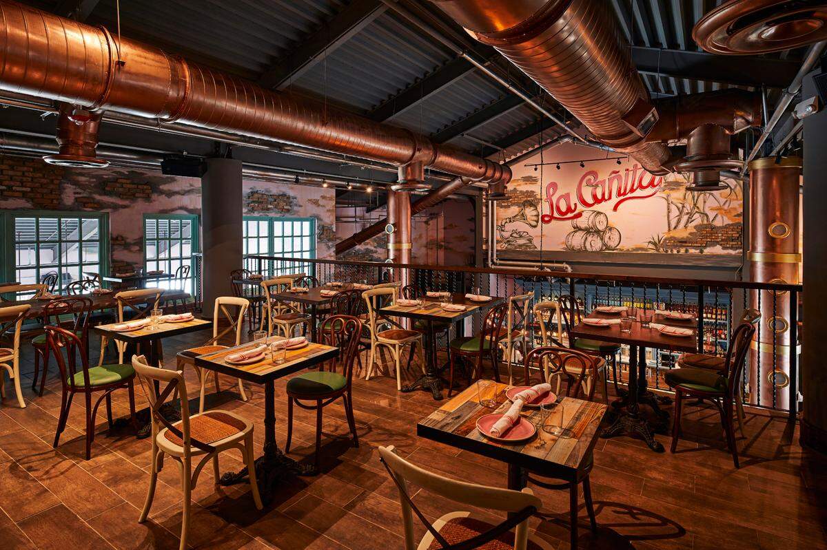 The upstairs dining room at La Cañita