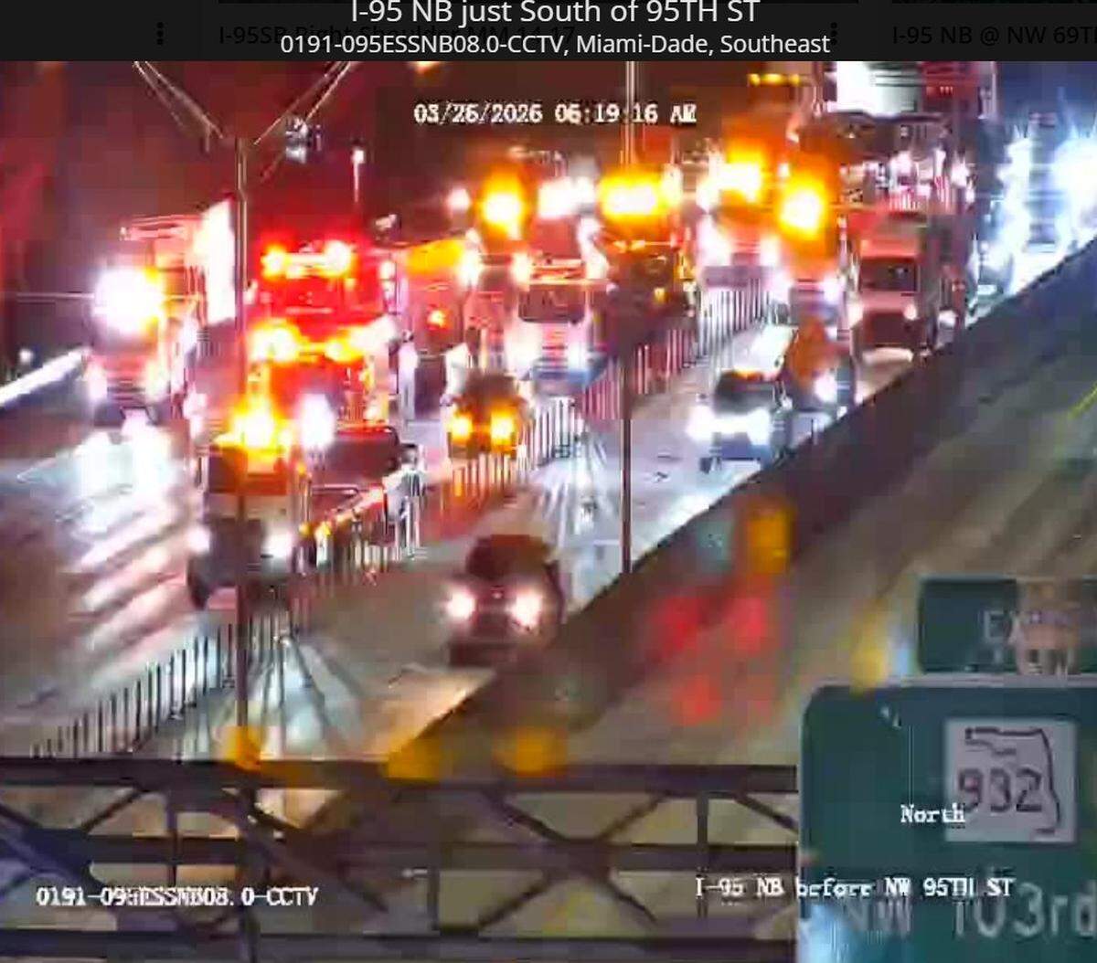 Crash scene and backups on I-85 at NW 95th Street on Thursday morning.