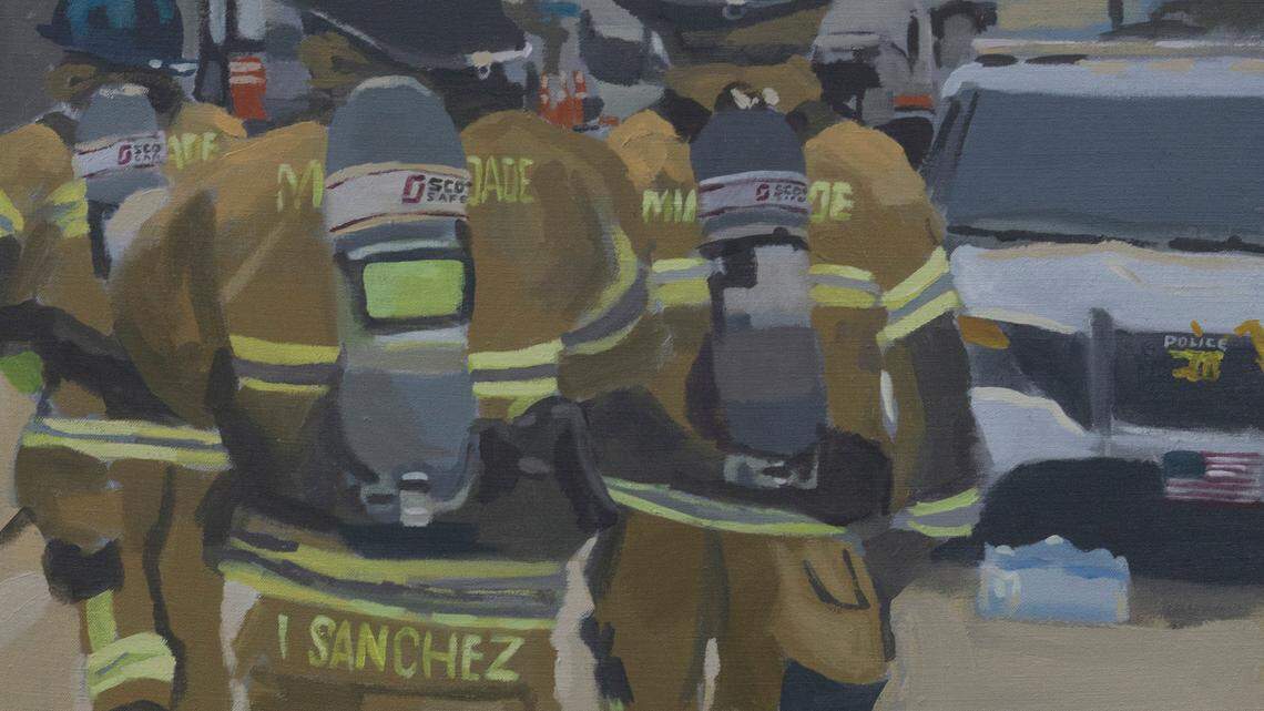 Miami-based artist Eddie Arroyo painted this piece after the Champlain Tower South building collapsed.