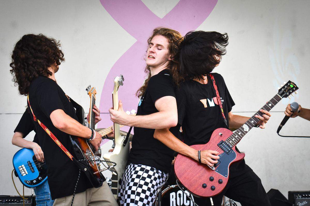 A group of students jam out on their guitars at the inaugural Miami Gardens Youth Music Festival on Saturday, May 21.