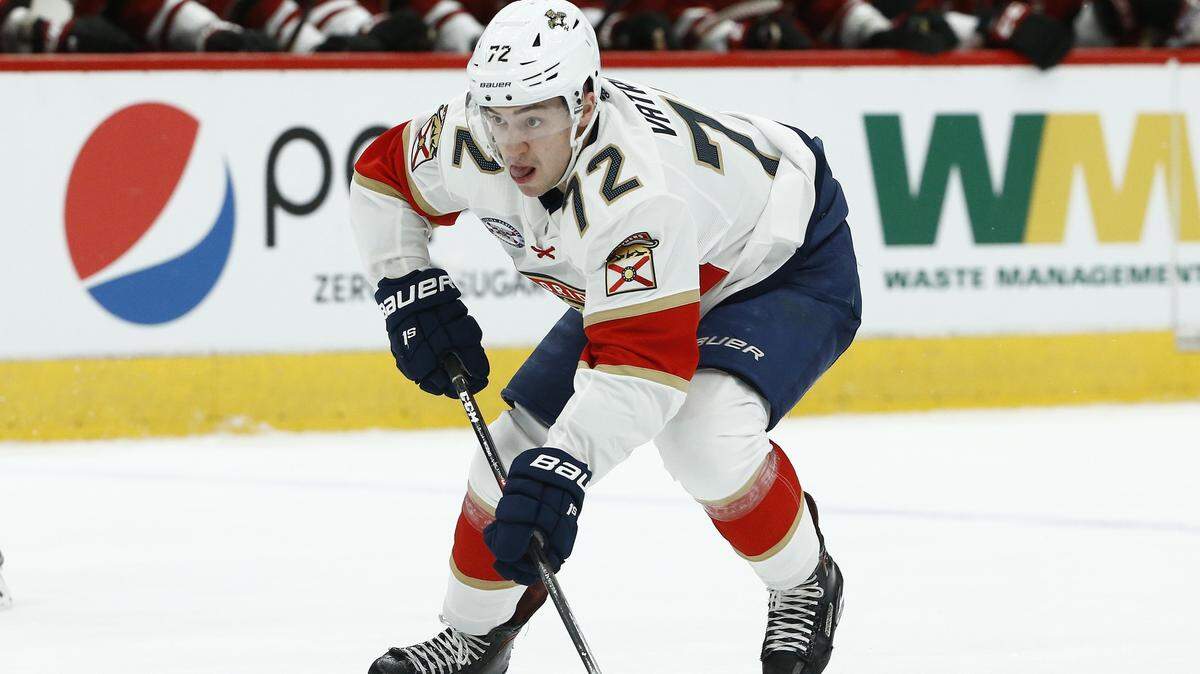 Florida Panthers center Frank Vatrano looks to shoot the puck against the Arizona Coyotes during the first period Tuesday, Feb. 26, 2019, in Glendale, Ariz.
