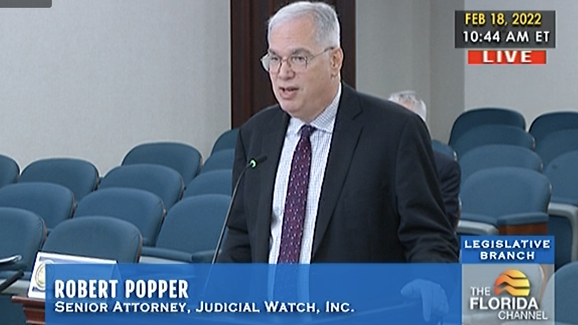 Robert Popper, a redistricting attorney with the conservative activist group Judicial Watch, testified before the House Congressional Redistricting Subcommittee on Friday, Feb. 18, 2022.