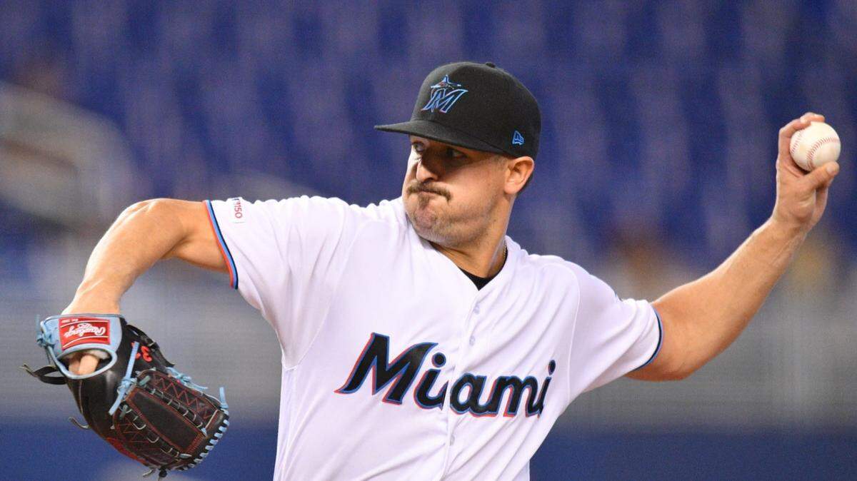 The Miami Marlins’ Caleb Smith pitches against the Milwaukee Brewers on Thursday, Sept. 12, 2019, at Marlins Park.