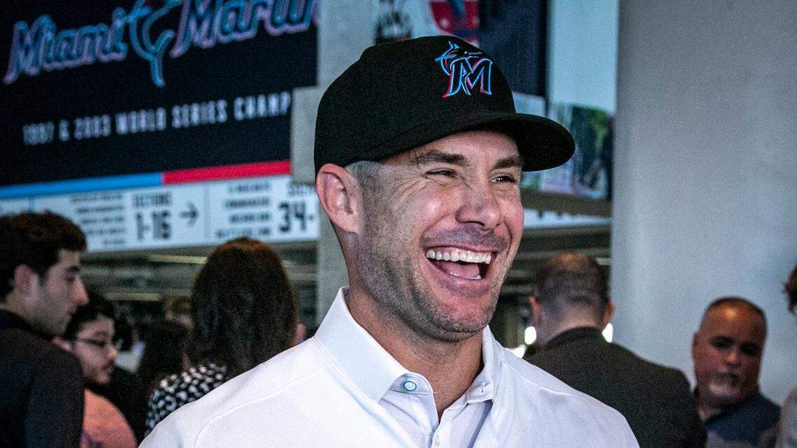 Skip Schumaker is all smiles as he becomes the 16th manager in Marlins history. This will be the first managerial job for Schumaker, who played 11 Major League seasons with the Cardinals, Dodgers and Reds from 2005-15