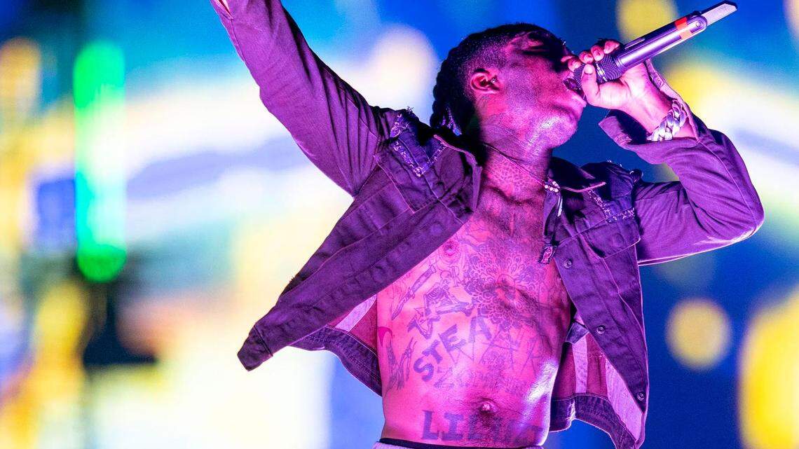 Philadelphia rapper Lil Uzi Vert performs during the third day of Rolling Loud Miami, an international hip hop festival, at Hard Rock Stadium in Miami Gardens, Florida, on Sunday, July 25, 2021.