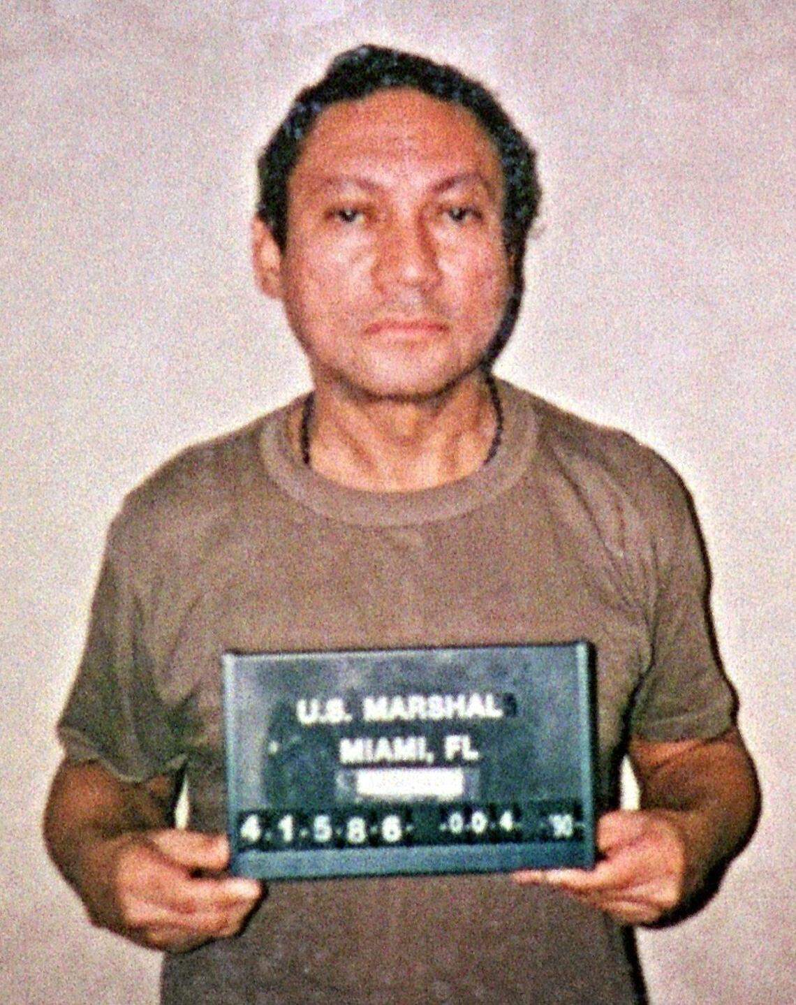 Panamanian General Manuel Antonio Noriega is shown in his 1990 booking photo supplied by the U.S. Attorney's Office in Miami.