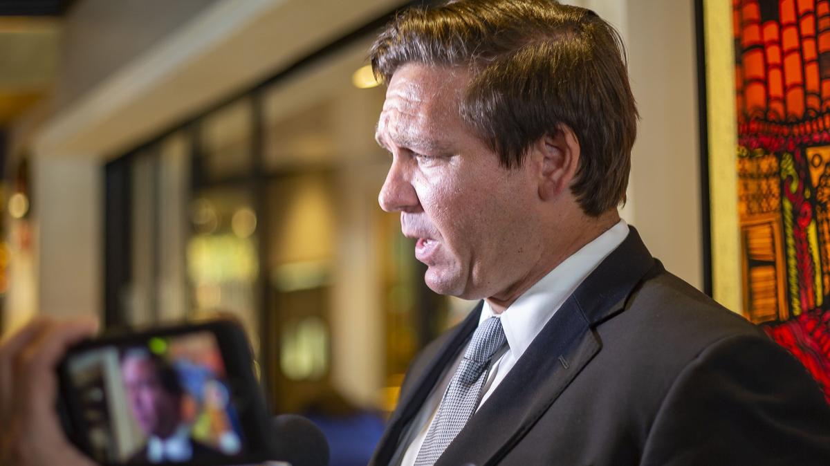U.S. Rep Ron DeSantis, a GOP candidate for governor, speaks to the media ahead of a luncheon at Mojitos Cuban Cuisine hosted by the Women’s Republican Club of Miami on Aug. 6, 2018.