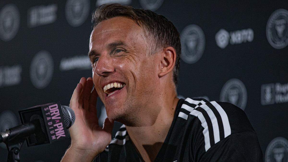 Inter Miami Head Coach Phil Neville reacts during a press conference on Monday, October 3, 2022 at DRV PNK Stadium in Fort Lauderdale, Florida.