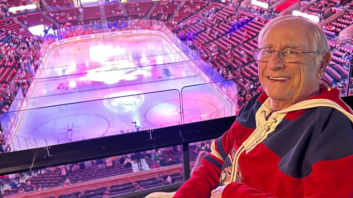Howard Kleinberg at a Florida Panthers hockey game in March 2023.