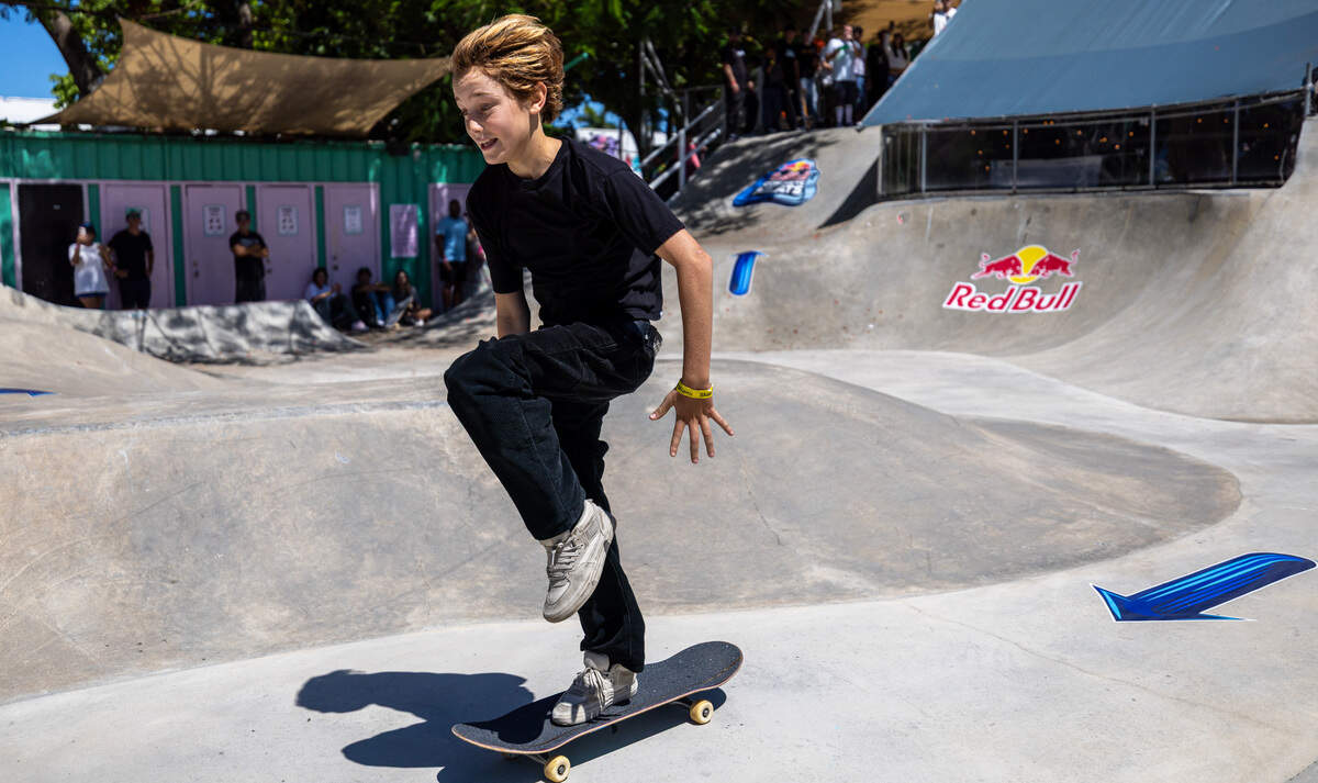 Rio Falca, 13, competes in qualifying runs for the Concrete Heats event at SkateBird Miami in Miami, Fla., on Sunday, June 21, 2026.