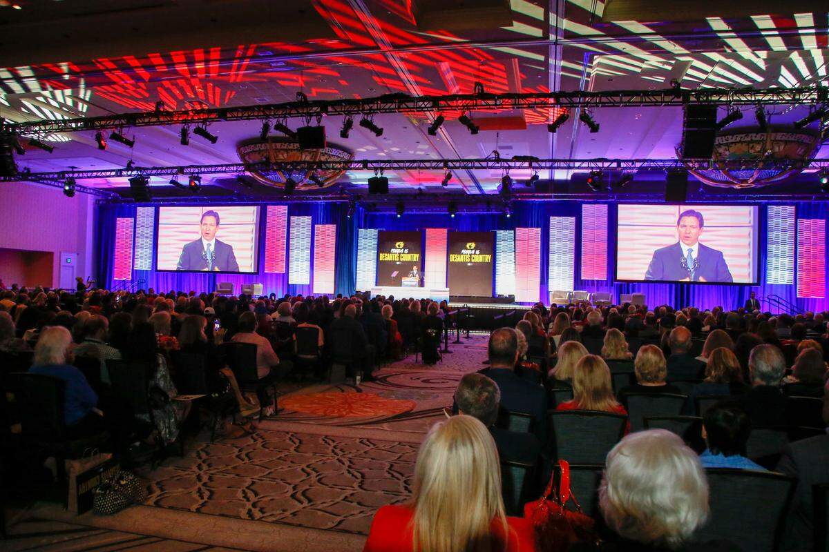 Ron DeSantis speaks to the audience during the Florida Freedom Summit on Saturday, Nov. 4, 2023 in Orlando.