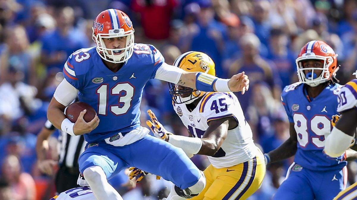 Florida quarterback Feleipe Franks (13) runs the ball in the second quarter against LSU at Ben Hill Griffin Stadium in Gainesville, Fla., on Saturday, Oct. 6, 2018.