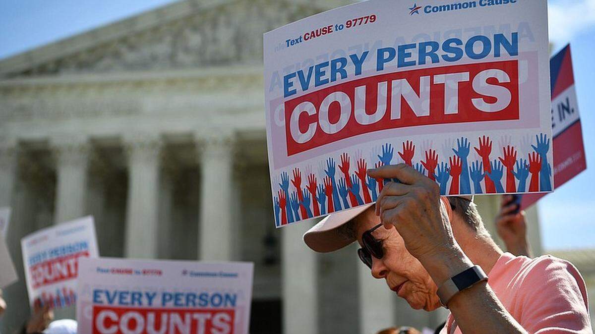 Demonstrators gathered outside the Supreme Court in April to protest the Trump administration’s proposal to add a citizenship question to the 2020 Census.