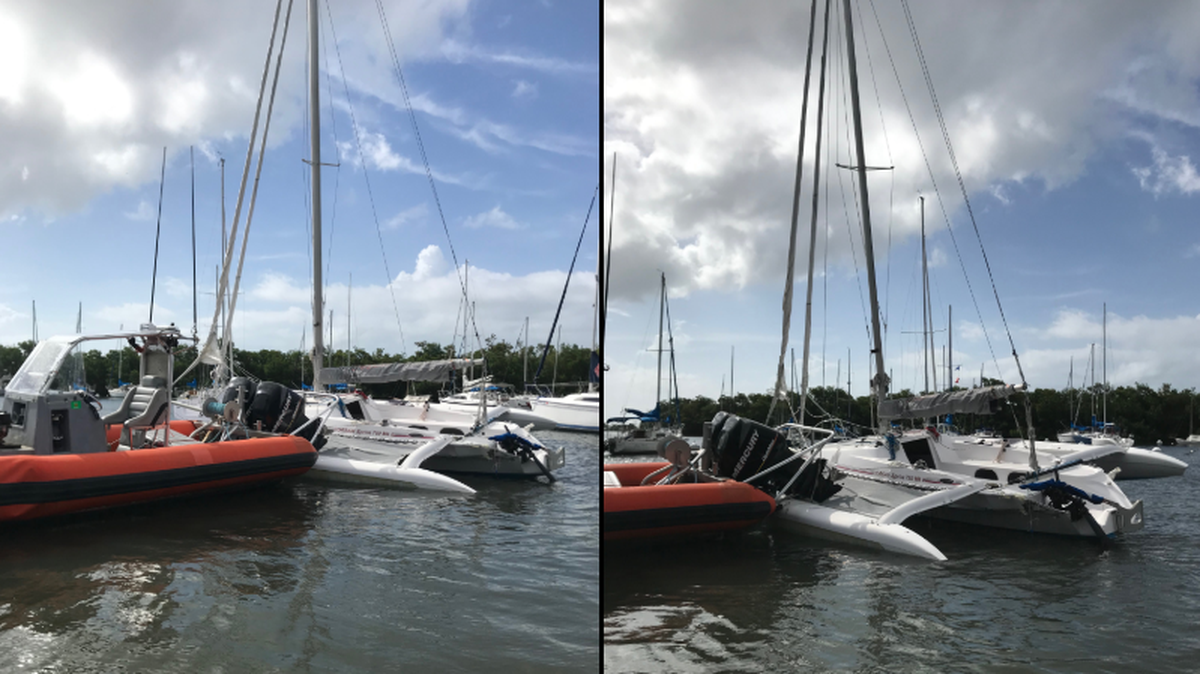 Miami-Dade Fire Rescue and other agencies search for and rescue a boat driver who went overboard Saturday morning. The boat continued driving without it’s owner and hit several sailboats.