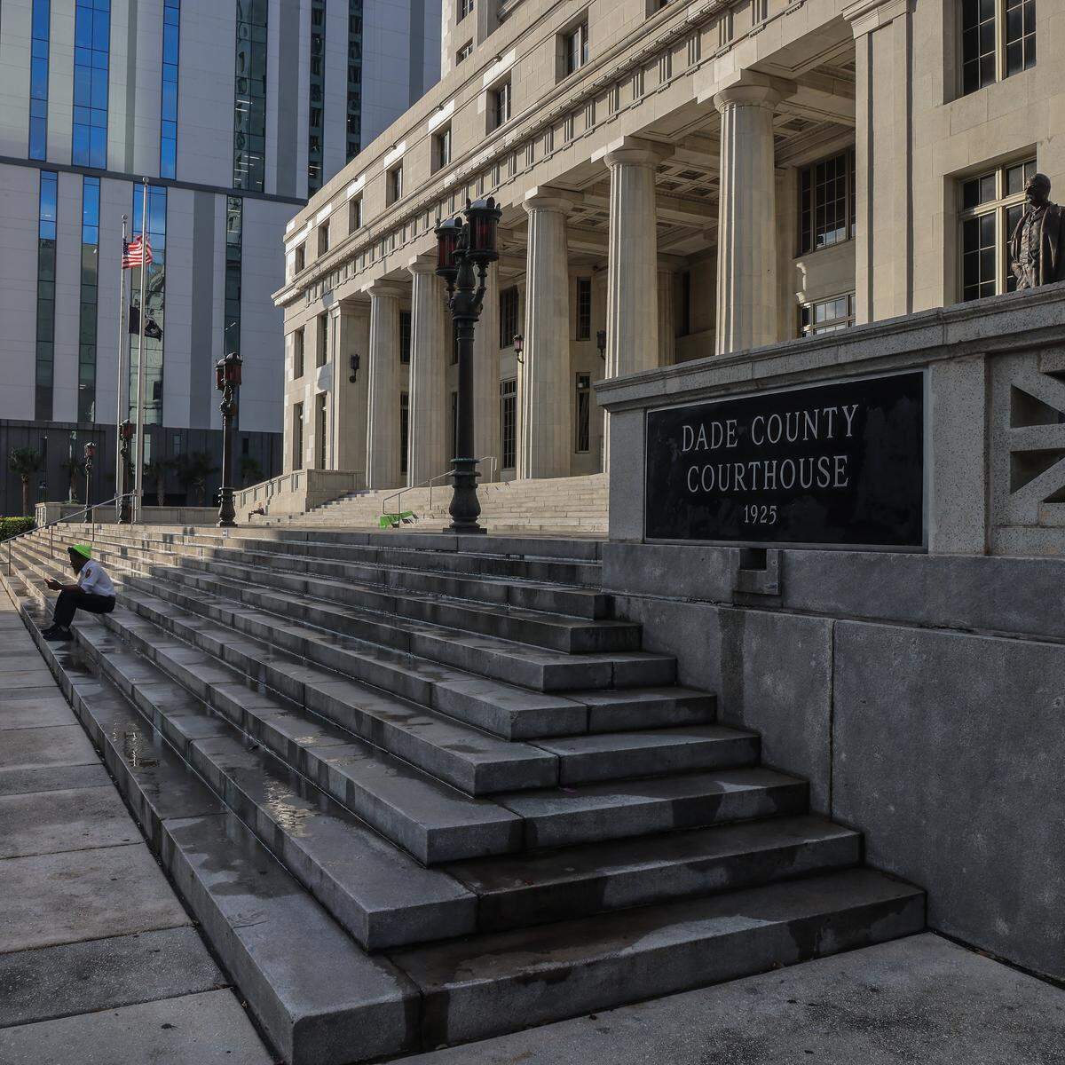 The historic Dade County Courthouse has been replaced by the new Osvaldo N. Soto Miami-Dade Justice Center, which towers over the old courthouse in Miami, Florida, on Wednesday, January 14, 2026. The Dade County Courthouse is significant as an excellent example of Neo-Classical architecture. The detailing of the remaining historic interior spaces and features continue to reflect this distinctive style and contributes to a more complete understanding of the historic character of the Courthouse.